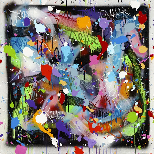 2020-The Savior, acrylique et bombe a+®rosol sur toile, 100 x 100 cm 12500Ôé¼
