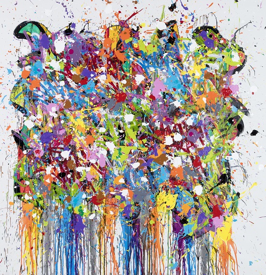 52000€ 2018-Color Splashes, acrylique, encre et Posca sur toile, 195 x 195 cm 530px